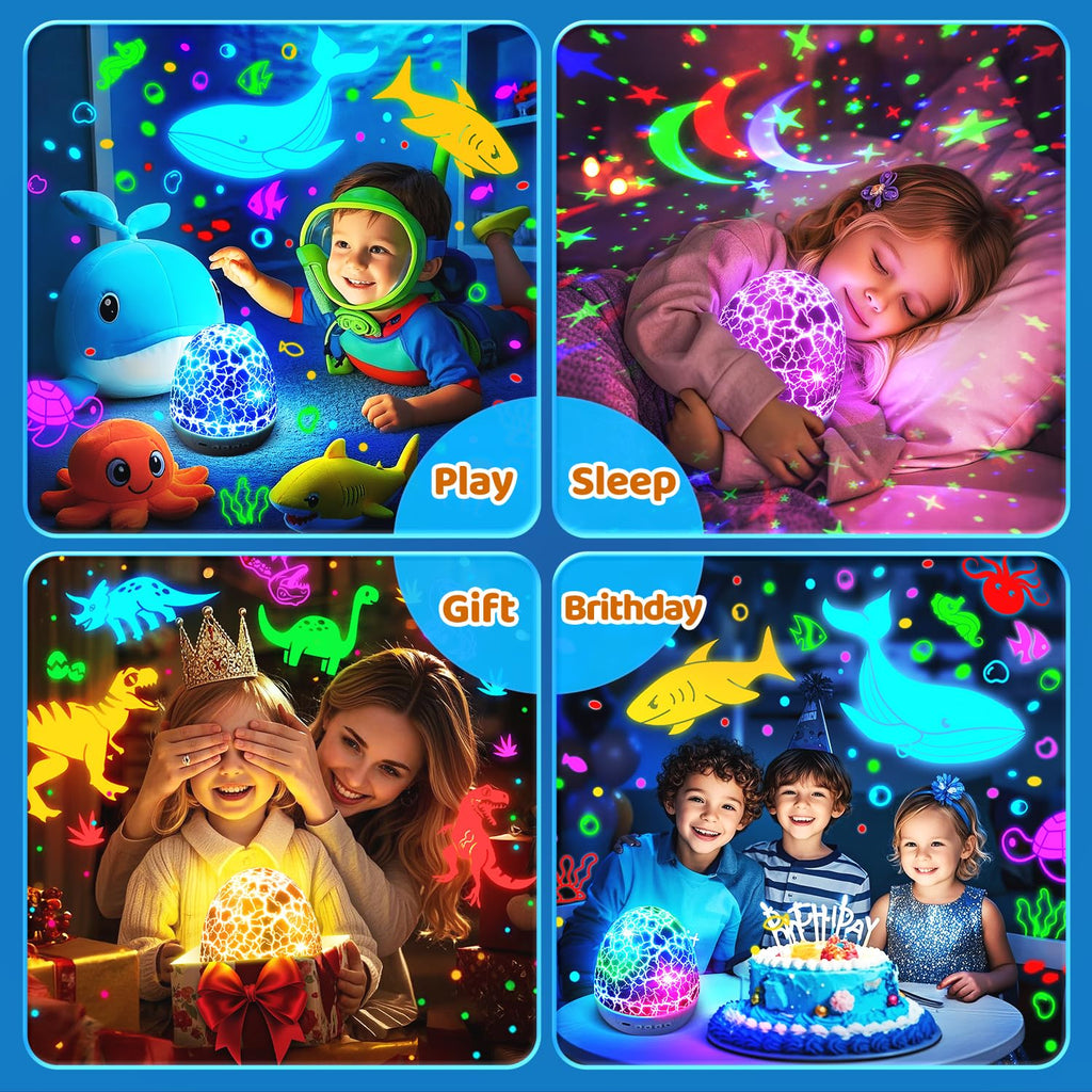 Baby Sound Machine Night Light Projector Kids Christmas Gifts | 15 White Noise Machine & 3D Films | 31Colors & Remote Control | Autism Toys Night Light for Kids, Baby Boy Toys, Egg Light for Nursery