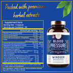 Blood Pressure Support Supplement - Green Tea, Hibiscus, Hawthorn, Garlic - Blood Pressure Vitamin, Mineral and Activated Naturals - 3 Month Supply, 90 Capsules