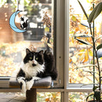 YULAIKUAI Black and White Cat Gift,Tuxedo Cat Stained Glass Art Suncatcher
