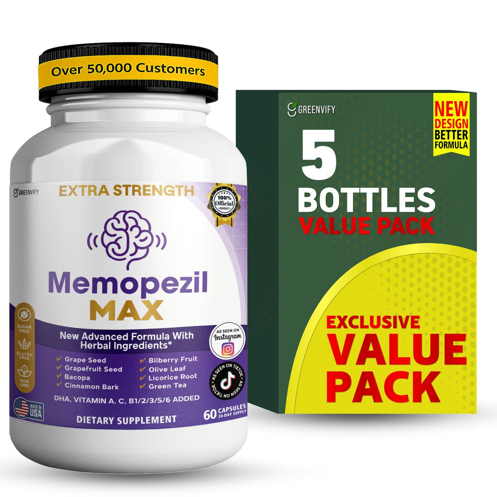 Memopezil MAX Brain Supplement, 60 Capsules, with Bacopa, Green Tea, Grape Seed, DHA (2)