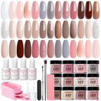 AzureBeauty 31 Pcs Dip Powder Nail Kit 20 Colors Nude Pink Glitter White