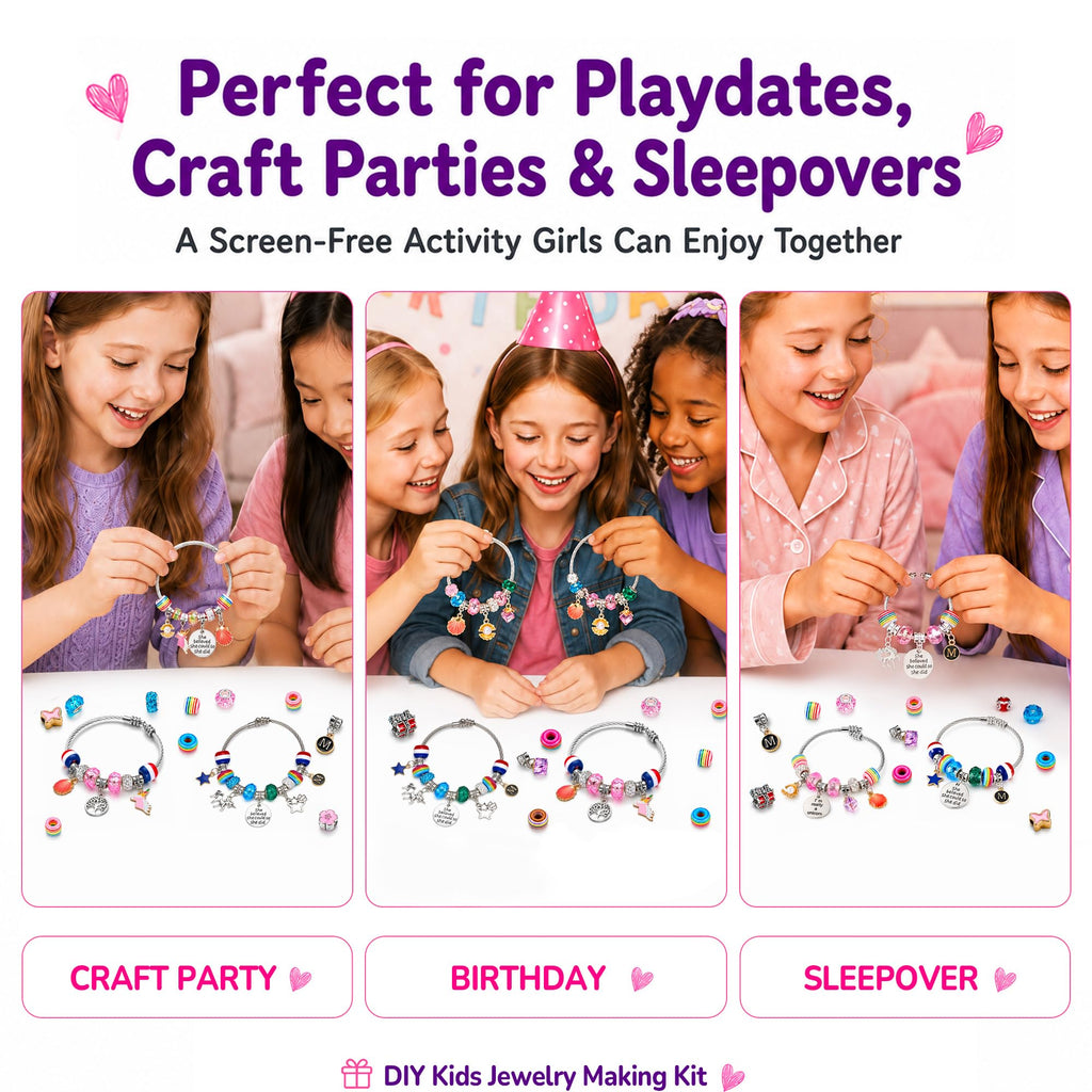 COO&KOO Charm Bracelet Making Kit, A Unicorn Girls Toy that Inspires Creativity and Imagination, Crafts for Girls Ages 8-12 with Jewelry Making Kit Perfect Gifts for 6 7 8 9 10 Girl Self-Expression!