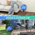 PIREKZUNT Gazing Balls for Garden, Blue and Green Hand Painted Gazing Glass Ball, Reflective Ball Yard Ornament for Outdoor Decoration Patio Garden Lawn (10 Inch)