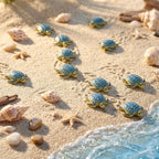 Yerliker 100 Pcs Mini Sea Turtle Figurines Resin Ocean Sea Animals Figures Turtle Lover Gifts Realistic Micro Landscape Decor for Garden, DIY Craft, Coastal Beach Party Favor (Blue)
