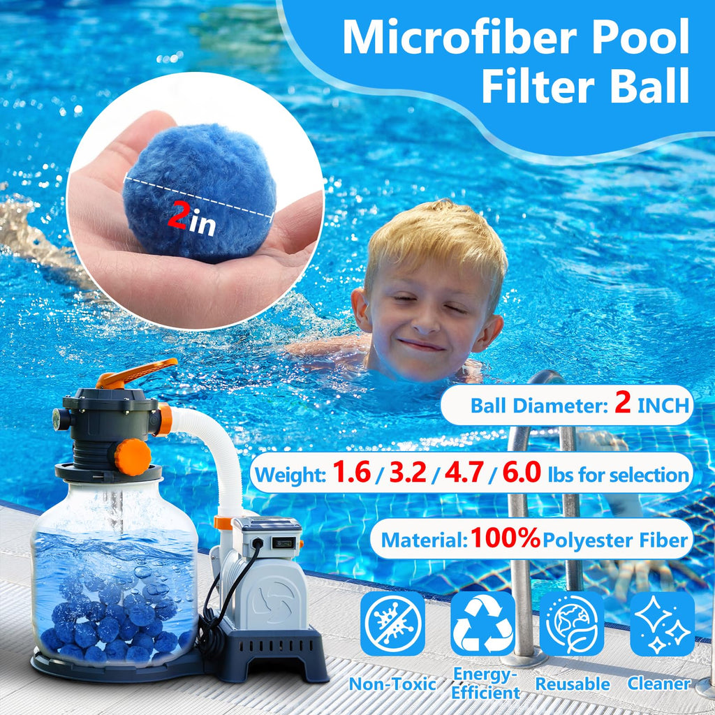 VICAMB 6.0 lbs Pool Filter Ball for Sand Filter,Reusable Swimming Pool Filter Media Ball,Replace Pool Filter Sand for Aquarium Tank,Pools Sand Filter Systems