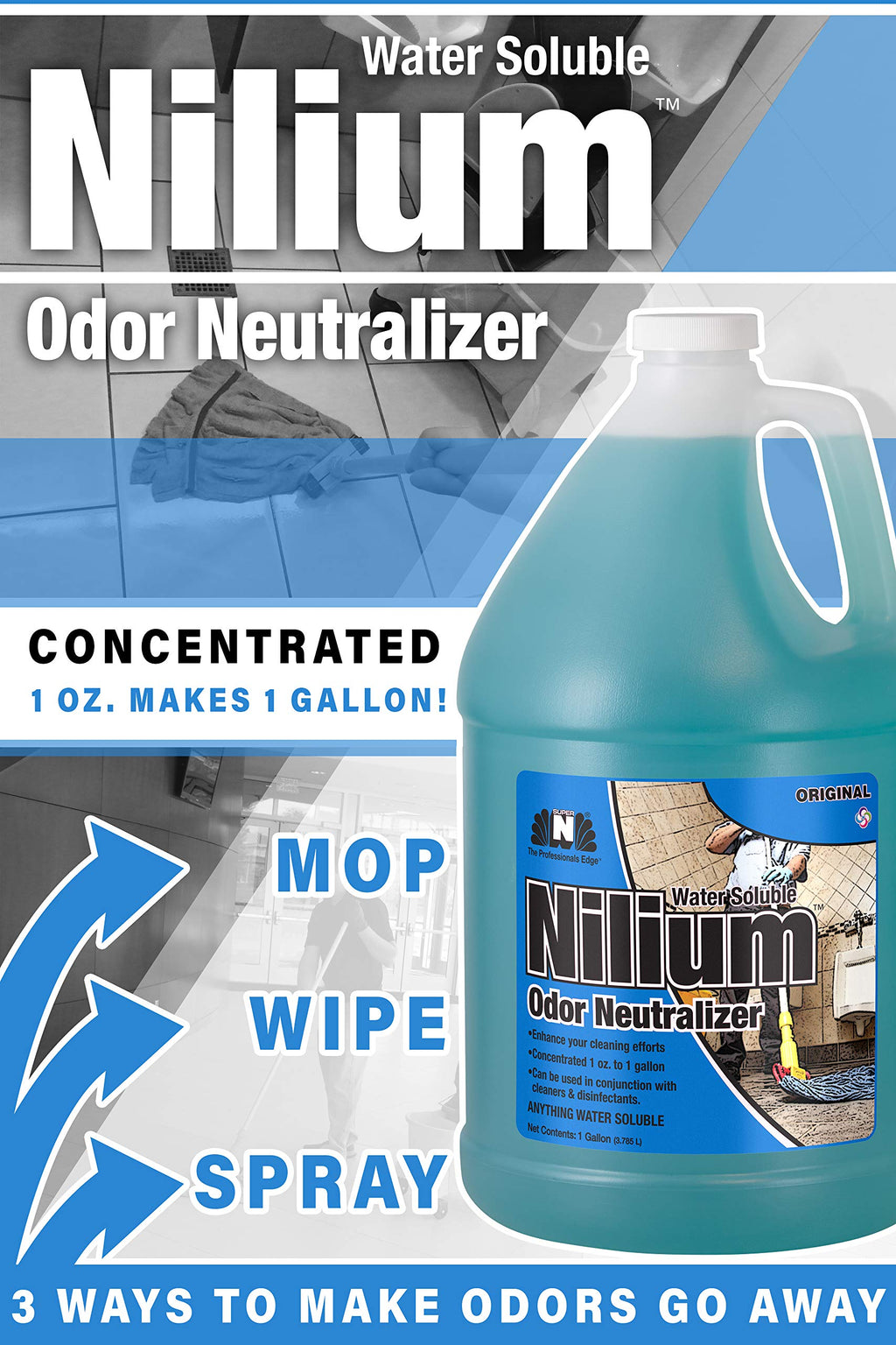 Nilium Water Soluble Odor Neutralizer concentrate by Nilodor, Original, 1 gallon, (128 WSO) 11.75" Height, 6" Width