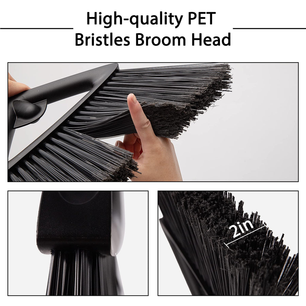 Eyliden Heavy-Duty Commercial Broom and Dustpan Set, Windproof Lid