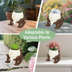 yiilead Smiley Face Planter Pot, Cute Coffee Plant Pots for Indoor Outdoor