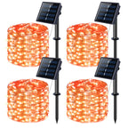 JMEXSUSS 4 Pack Solar Halloween Lights, Total 400 LED 132 FT Orange Solar Lights Outdoor Waterproof, 8 Modes Copper Wire Solar Fairy String Lights for Garden Yard Tree Halloween Decor