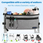 ZHCHG Walker Basket for Seniors, Walker Accessories, Folding Walker Bag with Large Capacity & Never Tipping Over, Best Gift- Gray (Not Fit Rollator Walkers)