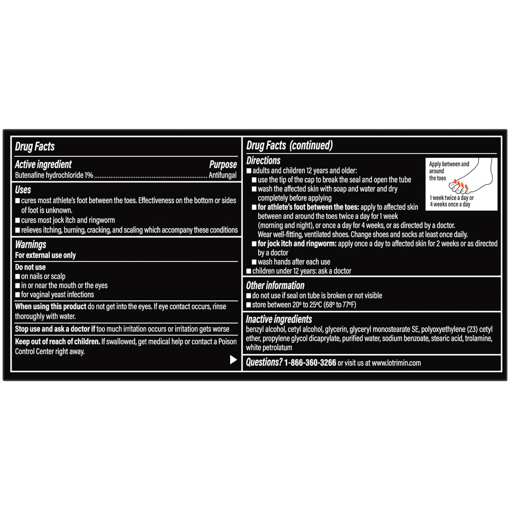 Lotrimin Ultra 1 Week Athlete's Foot Treatment, Prescription Strength Butenafine Hydrochloride 1%, Cures Most Athlete’s Foot Between Toes, Cream, 1.1 Oz