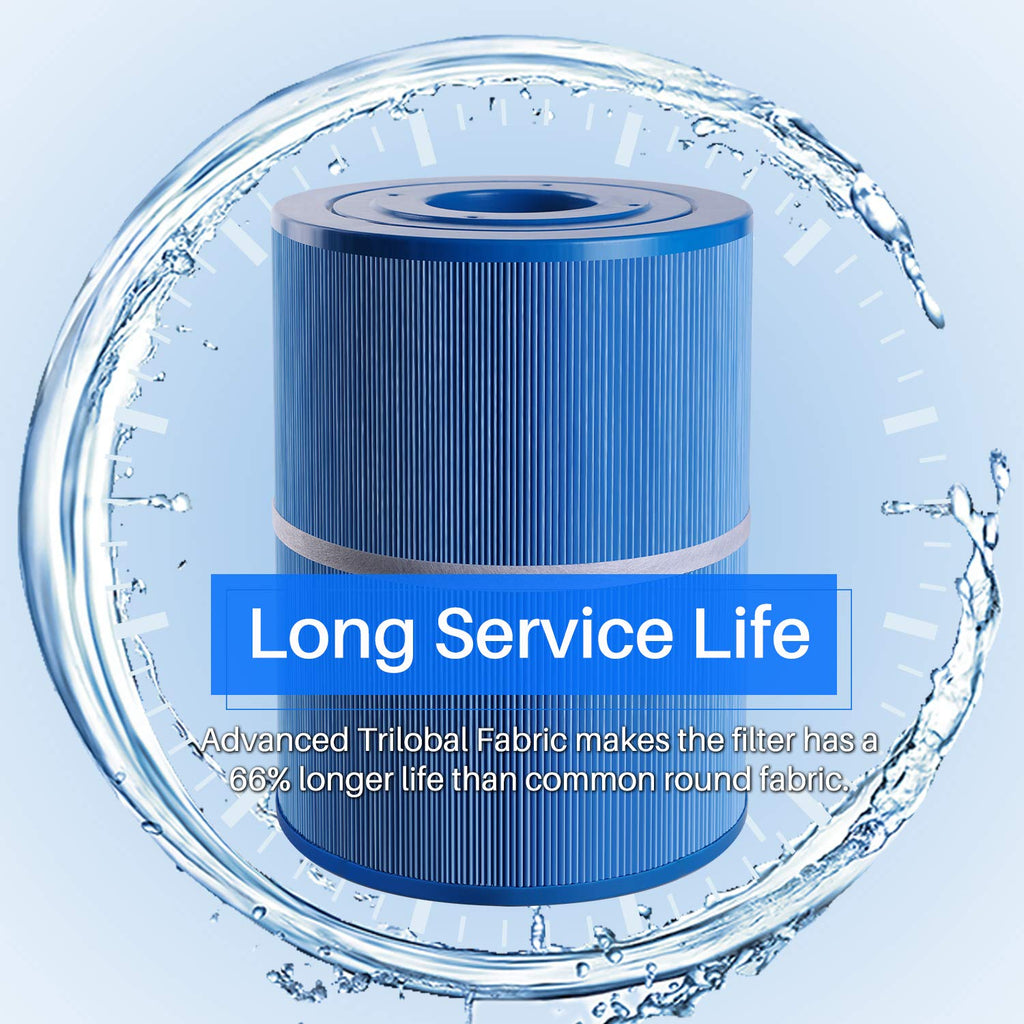 POOLPURE Antimicrobial PLFC-8465-M Spa Filter Replaces Watkins 31114, Compatible Unicel C-8465RA, Pleatco PWK65-M, Filbur FC-3960M, 71827, 71828, 65 sq. ft Hot Spring Spa Filter (2pack)