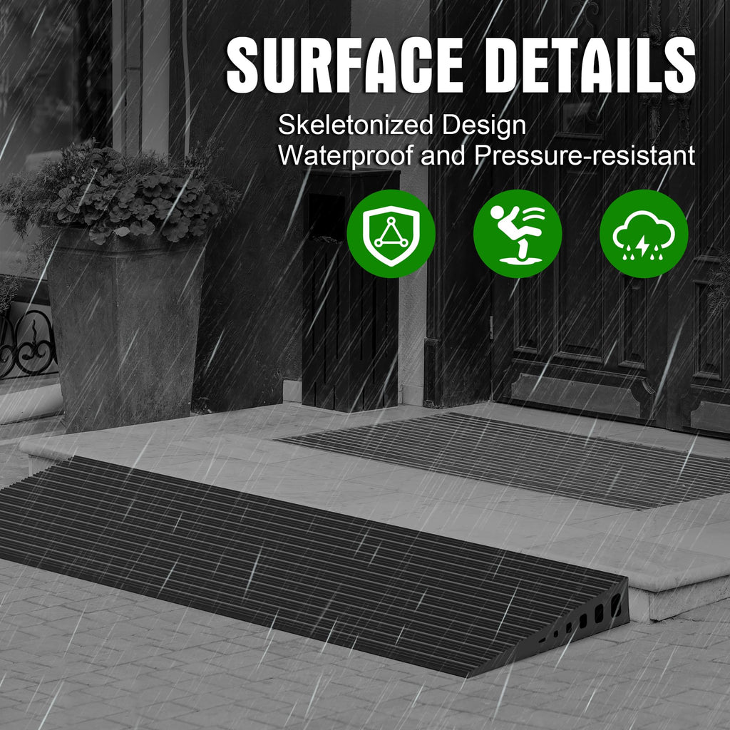 Nuvium 1.2" Rise Threshold Ramps for Doorways, 35.5" Wide Natural Rubber Power Wheelchair Ramp is Adjustable and Cuttable for Doorways, Curb, Sweeper, Power Scooters, 2000 Lbs Load Capacity