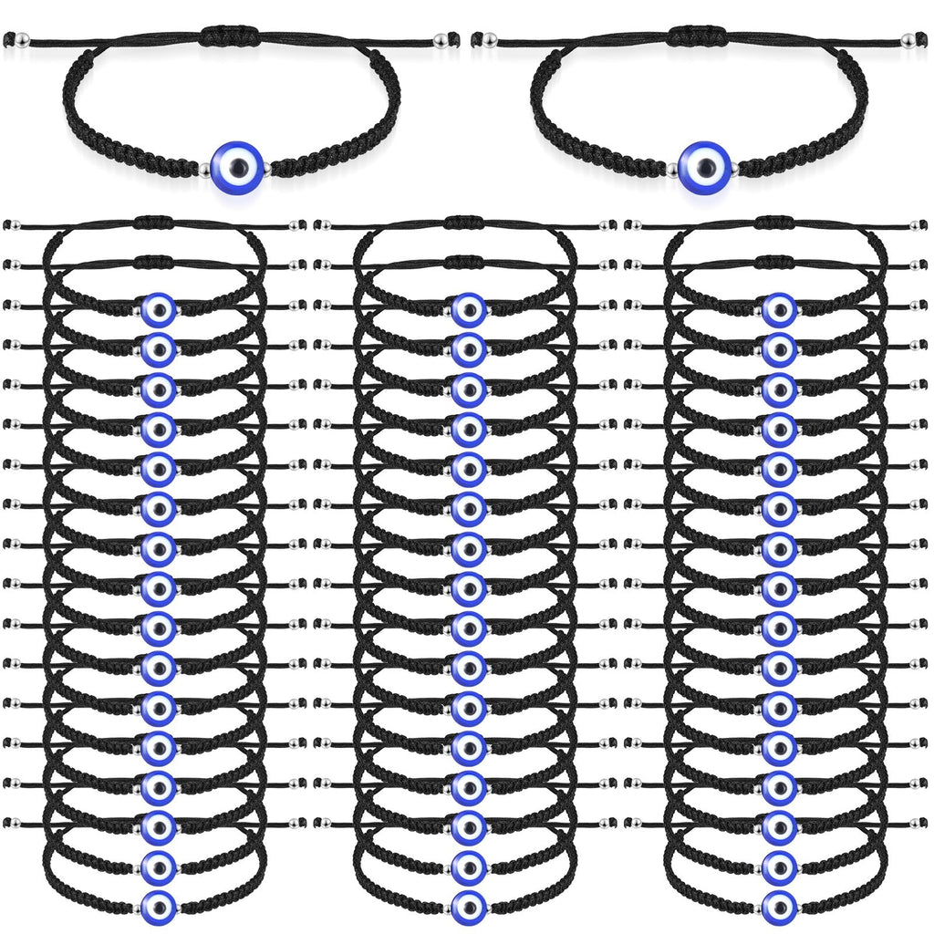 Sasylvia 50 Pcs Evil Eye Bracelets Bulk Mal De Ojo Bracelets,Black