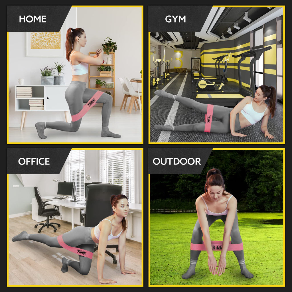Tribe Lifting Fabric Resistance Bands for Glutes & Legs | 5 Fabric Workout Bands Set | Thick Booty Bands for Squats, Lunges, Hip Training, Physical Therapy & Home Workouts