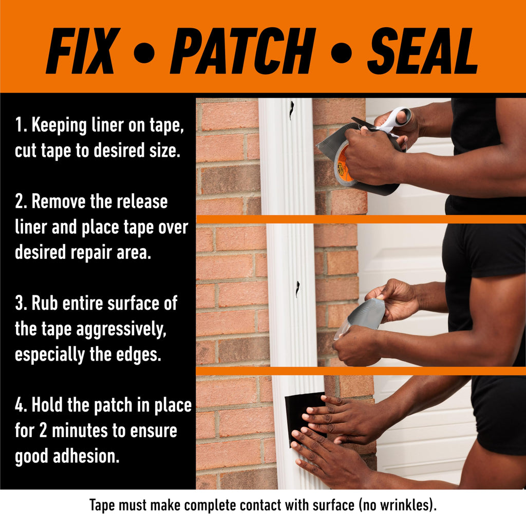 GORILLA Waterproofing Tape, Permanent, Black, 4" x 10', 1-Pack