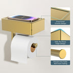 FORIOUS Toilet Paper Holder with Shelf, Wall-Mounted Modern Wipes Dispenser