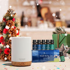 ASAKUKI Essential Oil Diffuser for Home, 300 ml Aromatherapy Diffuser with 6 Essential Oil Sets, Automatic Shut-Off, 7 LED Lights for Living Room, Kitchen, Bedroom, Hotel - Brown with Oils