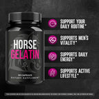 (5 Pack) Horse Gelatin Capsules - Official HorseGelatin Pill Advanced Premium Formula Support Maximum Strength, All Natural Ingredients Vitamin For Overall Health & Wellness, 300 Capsules For 5 Months