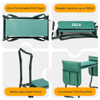 Simple Deluxe Garden Kneeler and Seat, Foldable Kneeling Stool with Thicker EVA Foam Pad Heavy Duty Bench, with Tool Pouch, Gifts for Outdoor Gardening, Fishing, Green, Arbor Day Gift