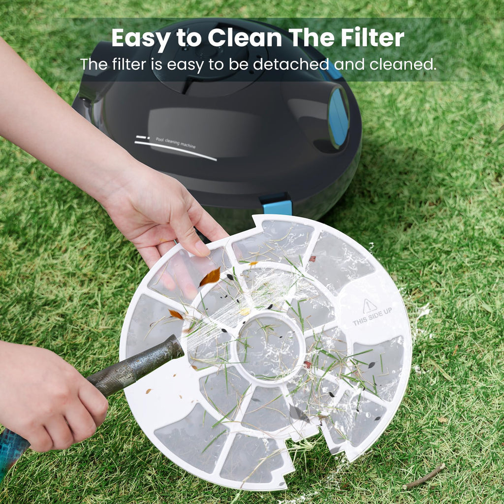 Y10 Cordless Robotic Pool Cleaner, Automatic Pool Vacuum - 90 Mins Runtime, Powerful Suction, Self-Parking, Lightweight for Above/Inground Pools Up to 65ft/1100 Sq.Ft (Coal)