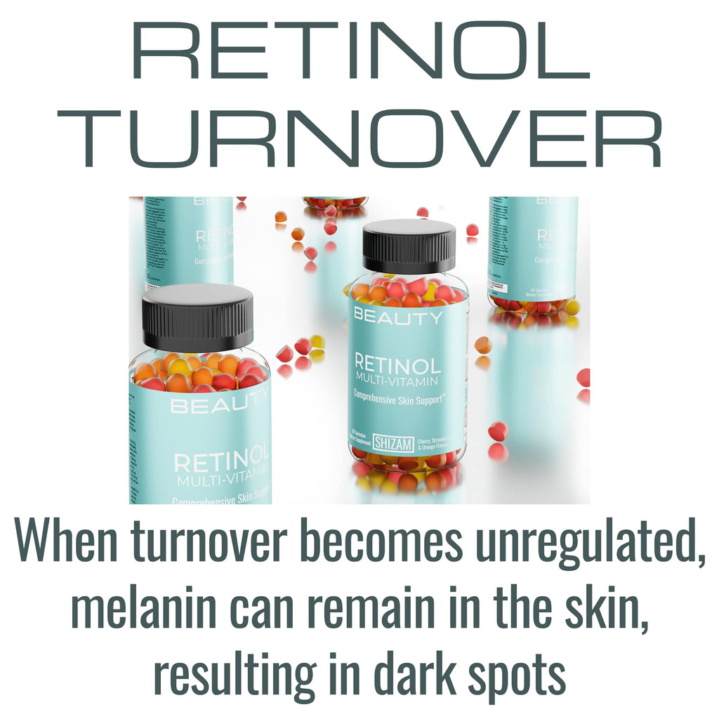 SHIZAM Retinol Vitamin A Gummies, Gummy Vitamins for Clear Complexion & Glowing Skin: Anti-Aging Multi-Vitamin for Women: Collagen Booster: Pill/Pills Capsule/Capsules Supplement/Supplements Alt