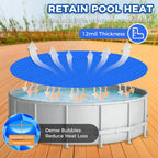 KETNET Solar Pool Cover 12 ft Round for 6-24ft Above Ground Inground Pools, Hot Tub Spa Thermal Heating Bubble Wrap Covers, 12 Mil Heavy-Duty Circle Blue Floating Blanket Mat for Swimming Pools