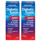 Diabetic Tussin DM Maximum Strength Cough Medicine with Chest Congestion Relief - 8 Fl oz - Liquid Cough Syrup, Safe for Diabetics, Berry Flavored (Pack of 2)