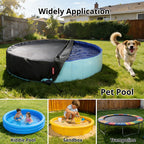 QH.HOME[2026 Upgraded Windproof] 71-72 inch Kiddie Pool Cover Round, Collapsible Dog Pool Cover with Super Windproof Ratchet Design, Odorless Waterproof Fabric Material and - Only Cover