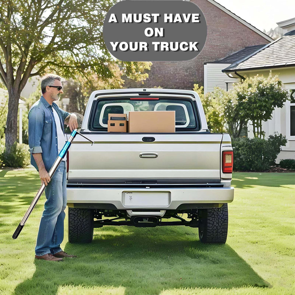 Bytcew Cargo Grabber Reach Retriever Tool, 6.3 Ft Heavy Duty Truck Bed Accessories Telescoping Pull Pole with Hooks, Used for Pickup Truck, SUV, Trailers, RVs (Stainless Steel)