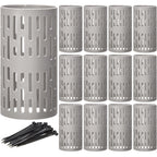 Boao 15 Pieces Plastic Tree Trunk Protector Trees Guard Bark Plant Protectors Locking Tree Guard with 100 Pieces Zip Ties for Protecting Trees from Trimmers and Small Animals(Grey)