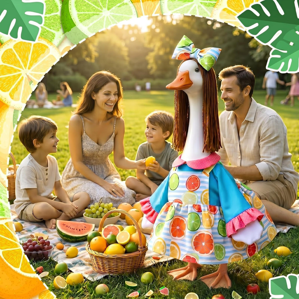 Soulchen Summer Porch Goose Outfits for 23 Inch Lawn Statue Lemon Porch Goose Dress Clothes Costume for Outdoor Garden Decor