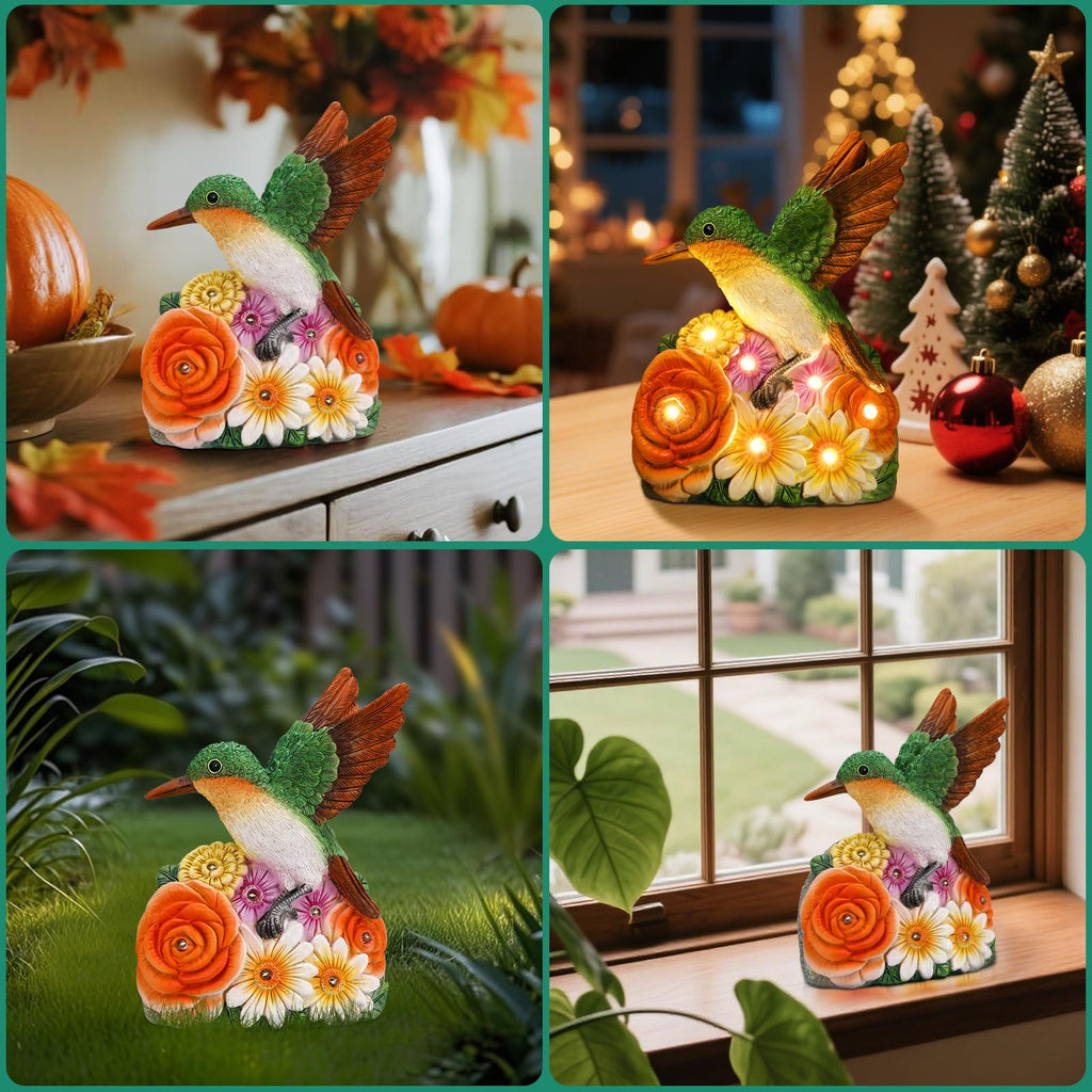 Linkax Birthday Easter Gifts for Adults Women Mom Grandma, Hummingbird Statue Solar Lights Outdoor Garden Decor for Outside Patio Yard Front Porch Balcony Home, Gardening Housewarming Gifts New Home