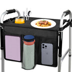 Cejiuga Walker Tray for Folding Walker, Premium Tray for Walker for Seniors with Cup Holder, Walker Trays for Rolling Folding Walker, Walker Accessories for Seniors (Black)