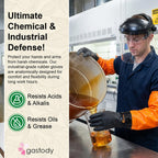 Gastody Chemical Resistant Gloves Extra-long 27.5" - Long PVC Arm Length Rubber Gloves Heavy Duty Waterproof with Cotton Liner for Household, Fishery Machinery, Chemical Industry Cleaning L
