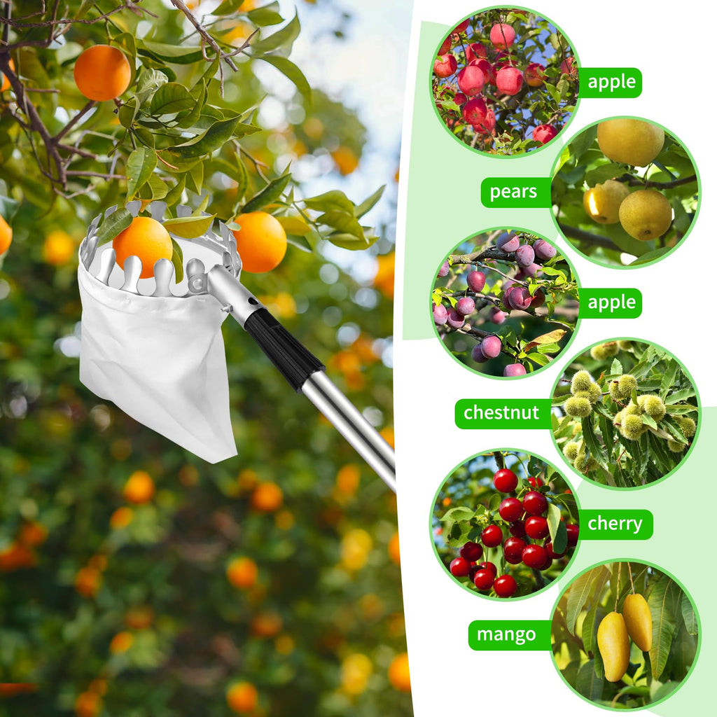 Kkluno 13.1FT Fruit Picker Pole with Basket Telescoping