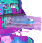 Polly Pocket Monster High Playset with 3 Micro Dolls & 10 Accessories, Opens to High School, Collectible Travel Toy with Storage