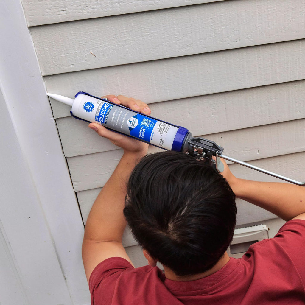 GE All Purpose Silicone Caulk, White, 10.1 fl oz Cartridge, 12 Pack - 100% Waterproof Silicone Sealant, Stronger Adhesion, Freeze & Sun Proof