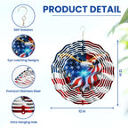 FLAGWIX American Eagle Christmas Wind Spinner, 12 in Stainless Steel