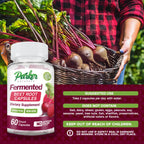 Parker Naturals Organic Fermented Beet Root Capsules Supports Healthy Immune System, Gluten Free, Non-GMO and Vegan. 60 Count
