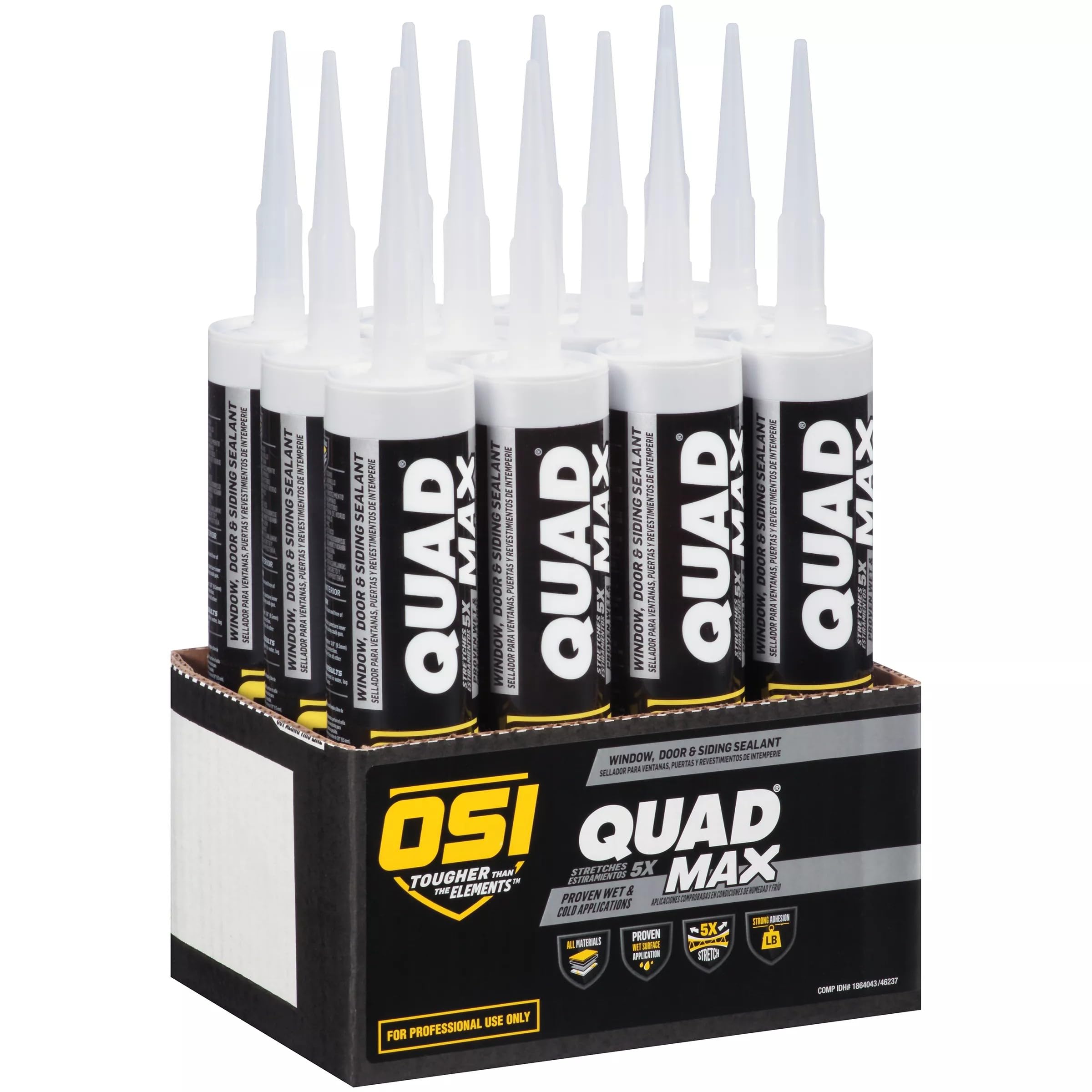 OSI Quad Max Window, Door and Siding Sealant, White, 9.5 fl oz Cartridge, 12 Pack