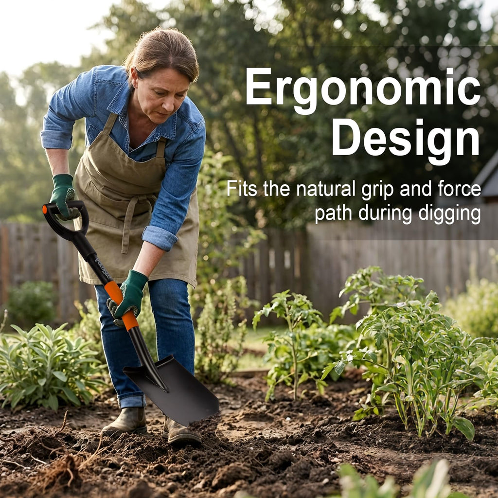 AgroPro Shovel for Digging, Heavy Duty Garden Shovel with Ergonomic D-Handle, Small Shovel for Planting, 32 Inches
