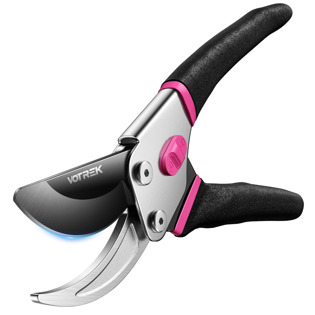 VOTREK® 8.5" Bypass Pruning Shears, Jam-Proof Spring Clippers for Roses