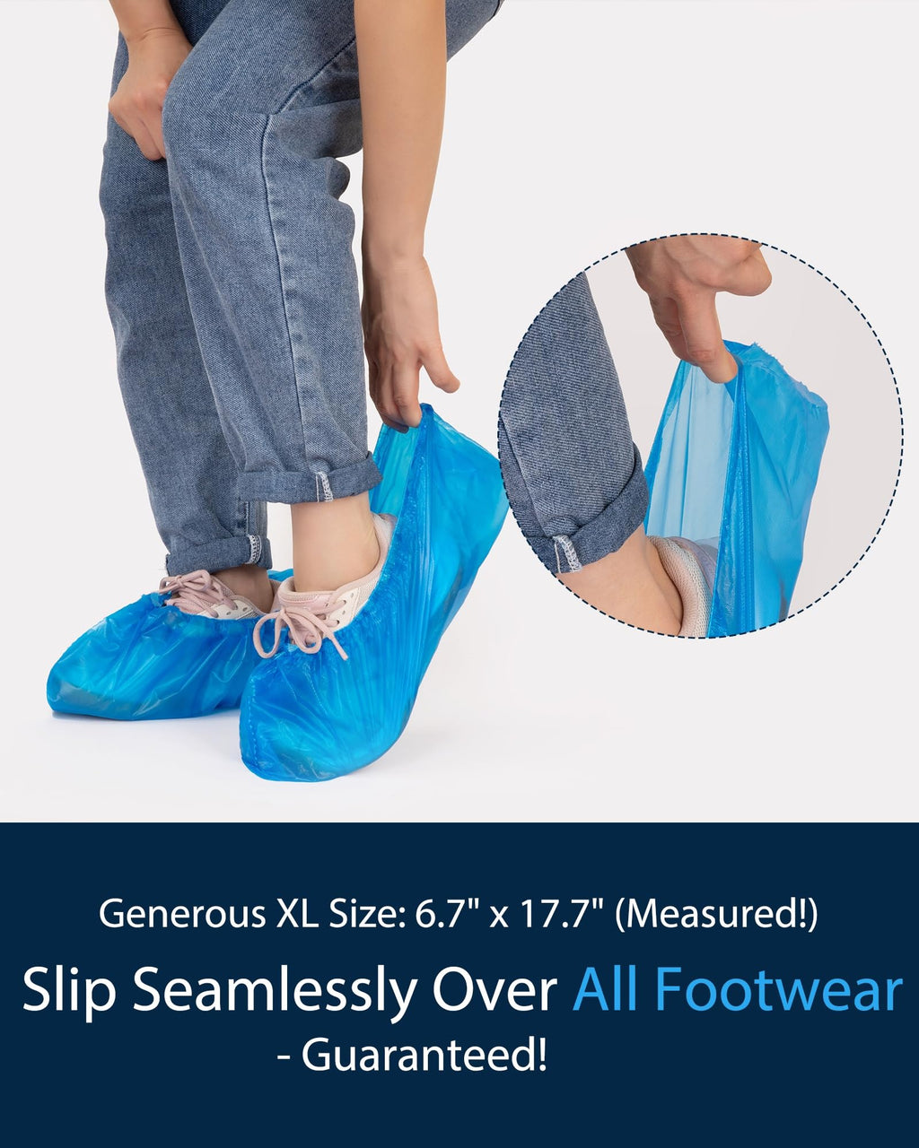 Shoe Covers Disposable Non-Slip Bulk, 300 Pack (150 Pairs) Waterproof CPE Boot Booties on Roll, Foot Covers for Construction, Hospital, Real Estate Office, Cleaning Business, Fits Most