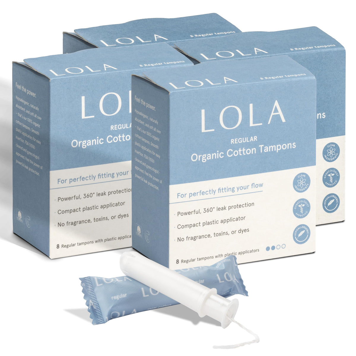 LOLA Organic Tampons, Regular Absorbency, 32 Count