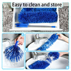 ZZ LAZYCOTTAGE Duster, Microfiber Dusters with 2 Handle Sets, Durable 15-98.1 Inches Long Telescopic Rod, Washable, Feather Dusters for Cleaning Cobweb and Ceilings Fans, 5 Pack (Blue)