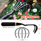 Kemaier Hand Rake Cultivator - 5-Claw Heavy Duty Stainless Steel Tool