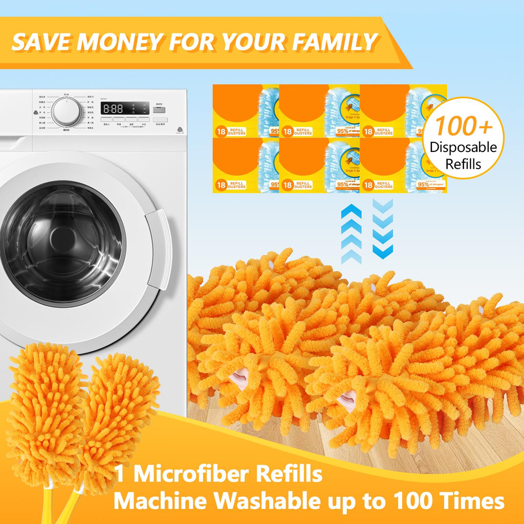 Yicotira Reusable Duster Refill Compatible with Swiffer Duster Kit - Pet Heavy Duty Duster Refills Fit for Swiffer Extended Handle Duster - Microfiber 360 Duster Refills for Dusting Cleaning, 8 Pack