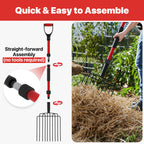 COSITA Pitch Fork for Garden, Wide Pitchfork with 10 Metal Tines, Heavy Duty Garden Fork with Fiberglass Handle 44-Inches, Chicken Coop Pitchforks for Manure, Mulching, Composting, Red