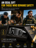 FOSHANEER UV400 Photochromic Polarized Safety Glasses - Impact Resistant Outdoor Sports Eyewear with Transition Lenses - Anti-Glare Protective Work Sunglasses for Cycling, Driving & Fishing (Bule)